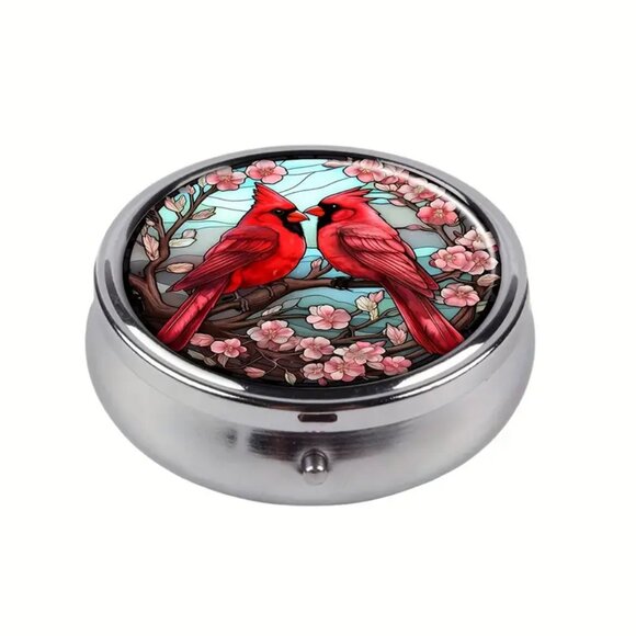 Cardinal Pill Box with Dogwood Tree - Picture 2 of 5